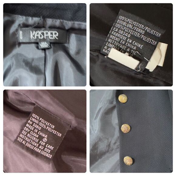 Kasper 3-Button Blazer Suit Black Size 14P - Picture 15 of 15